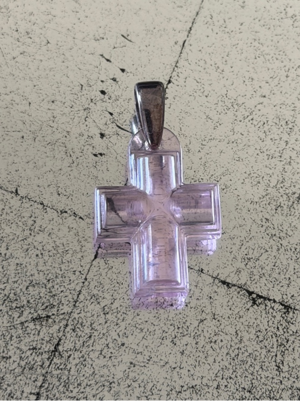 Lalique Pink Crystal Cross Pendant